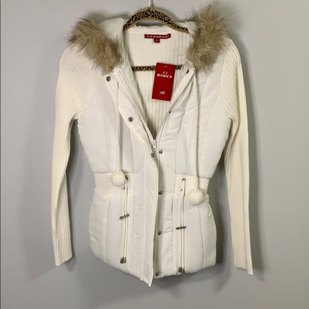 JJ Basics Sweater Jacket, cream/white, size S